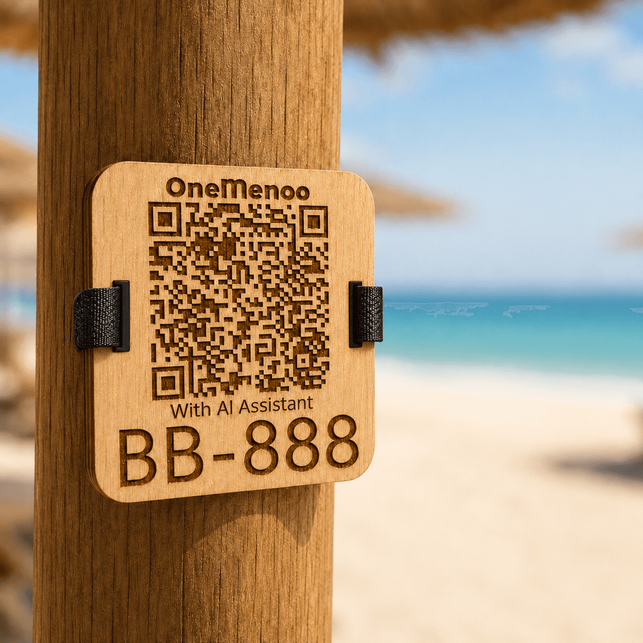 Ξύλινα QR code tabs για ομπρέλες